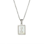 18K Golden Chain Necklaces Male Square Natural Shell Initial Letters Pendant Stainless Steel Jewelry nowadaysfashion