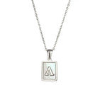 18K Golden Chain Necklaces Male Square Natural Shell Initial Letters Pendant Stainless Steel Jewelry nowadaysfashion