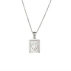 18K Golden Chain Necklaces Male Square Natural Shell Initial Letters Pendant Stainless Steel Jewelry nowadaysfashion