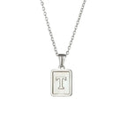 18K Golden Chain Necklaces Male Square Natural Shell Initial Letters Pendant Stainless Steel Jewelry nowadaysfashion