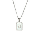 18K Golden Chain Necklaces Male Square Natural Shell Initial Letters Pendant Stainless Steel Jewelry nowadaysfashion