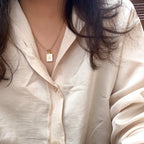 18K Golden Chain Necklaces Male Square Natural Shell Initial Letters Pendant Stainless Steel Jewelry nowadaysfashion