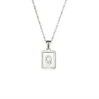 18K Golden Chain Necklaces Male Square Natural Shell Initial Letters Pendant Stainless Steel Jewelry nowadaysfashion