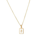 18K Golden Chain Necklaces Male Square Natural Shell Initial Letters Pendant Stainless Steel Jewelry nowadaysfashion