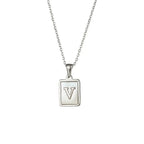 18K Golden Chain Necklaces Male Square Natural Shell Initial Letters Pendant Stainless Steel Jewelry nowadaysfashion
