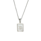 18K Golden Chain Necklaces Male Square Natural Shell Initial Letters Pendant Stainless Steel Jewelry nowadaysfashion