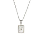 18K Golden Chain Necklaces Male Square Natural Shell Initial Letters Pendant Stainless Steel Jewelry nowadaysfashion