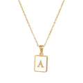 18K Golden Chain Necklaces Male Square Natural Shell Initial Letters Pendant Stainless Steel Jewelry nowadaysfashion
