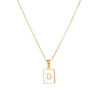 18K Golden Chain Necklaces Male Square Natural Shell Initial Letters Pendant Stainless Steel Jewelry nowadaysfashion
