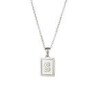 18K Golden Chain Necklaces Male Square Natural Shell Initial Letters Pendant Stainless Steel Jewelry nowadaysfashion
