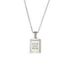 18K Golden Chain Necklaces Male Square Natural Shell Initial Letters Pendant Stainless Steel Jewelry nowadaysfashion