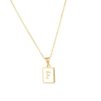 18K Golden Chain Necklaces Male Square Natural Shell Initial Letters Pendant Stainless Steel Jewelry nowadaysfashion