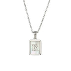 18K Golden Chain Necklaces Male Square Natural Shell Initial Letters Pendant Stainless Steel Jewelry nowadaysfashion