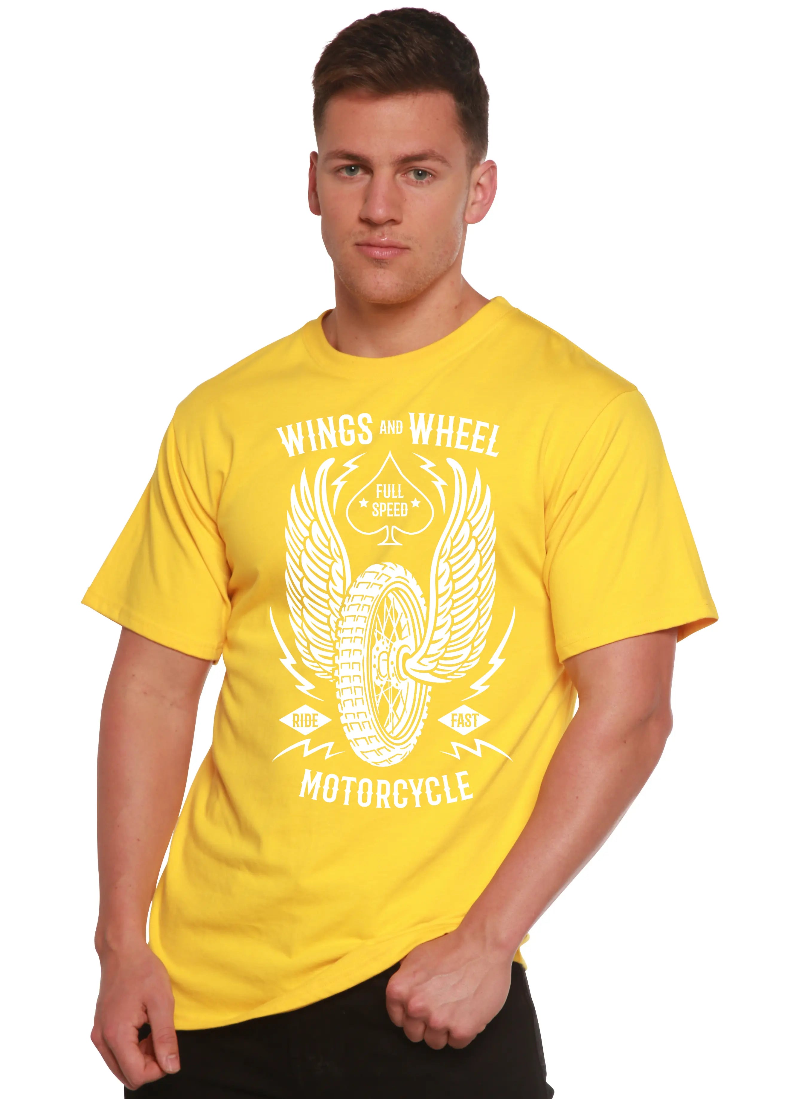 Wings And Wheel Spun Bamboo® Men's Bamboo Viscose/Organic Cotton Short Sleeve Graphic T-Shirt Spun Bamboo