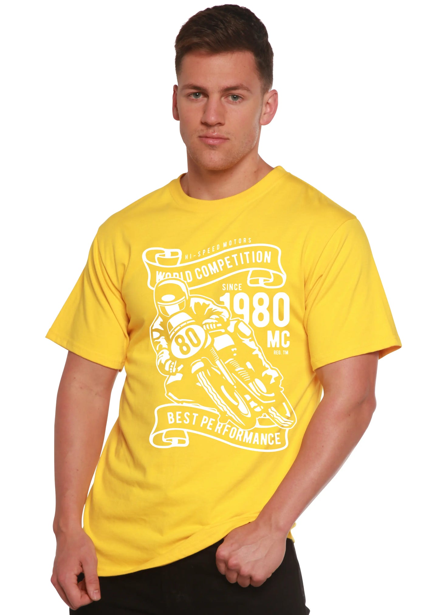 World Competition Men's Bamboo Viscose/Organic Cotton Short Sleeve Graphic Graphic T-Shirt Spun Bamboo