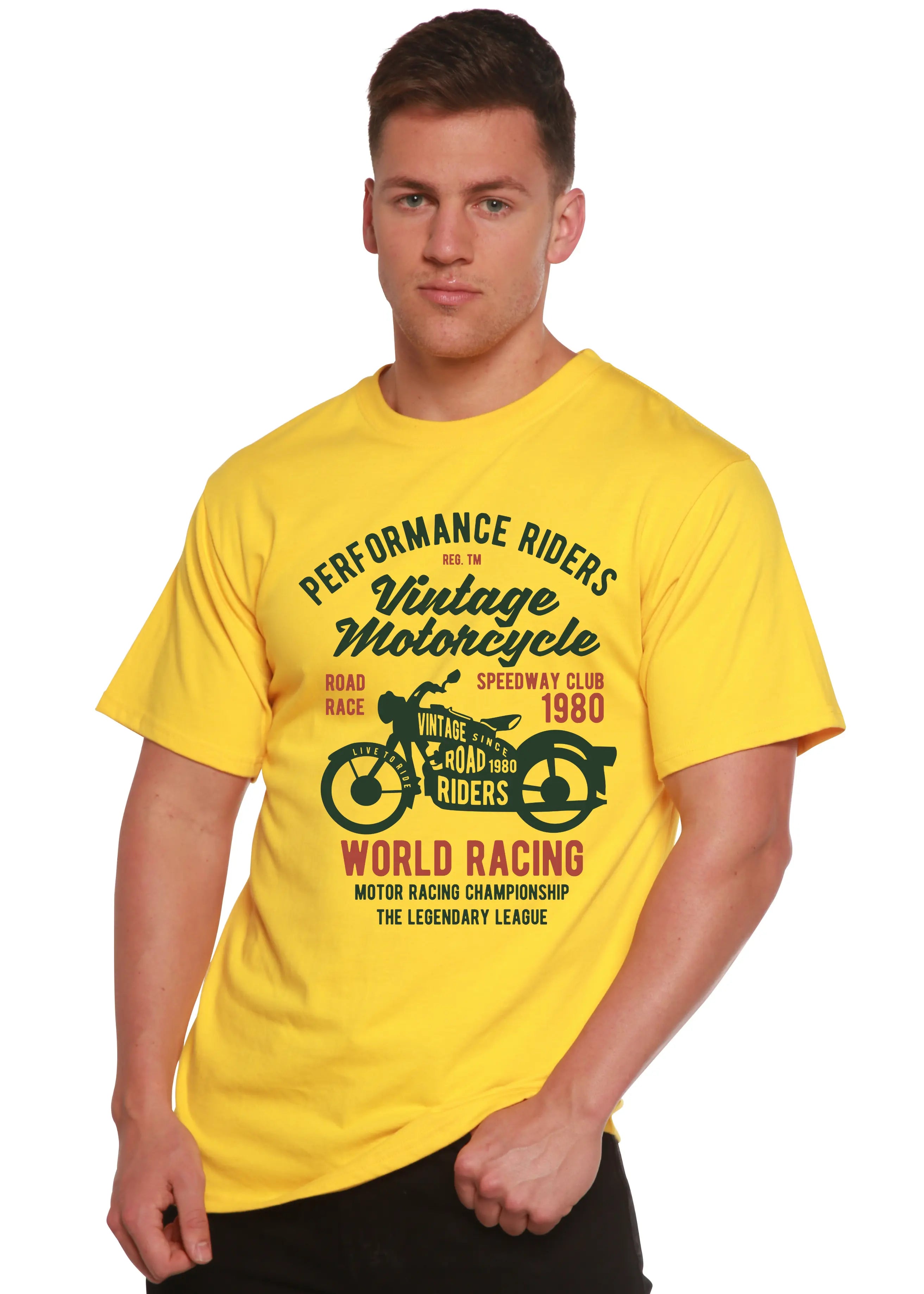 Vintage Motorcycle Spun Bamboo® Men's Bamboo Viscose/Organic Cotton Short Sleeve Graphic T-Shirt Spun Bamboo