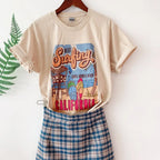 1pcs WHITE Tees Summer Casual Oversized Tee Best Surfing Santa Monica California Womens Retro Style nowadaysfashion