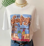 1pcs WHITE Tees Summer Casual Oversized Tee Best Surfing Santa Monica California Womens Retro Style nowadaysfashion