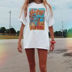 1pcs WHITE Tees Summer Casual Oversized Tee Best Surfing Santa Monica California Womens Retro Style nowadaysfashion