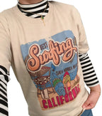 1pcs WHITE Tees Summer Casual Oversized Tee Best Surfing Santa Monica California Womens Retro Style nowadaysfashion