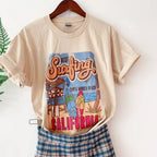 1pcs WHITE Tees Summer Casual Oversized Tee Best Surfing Santa Monica California Womens Retro Style nowadaysfashion