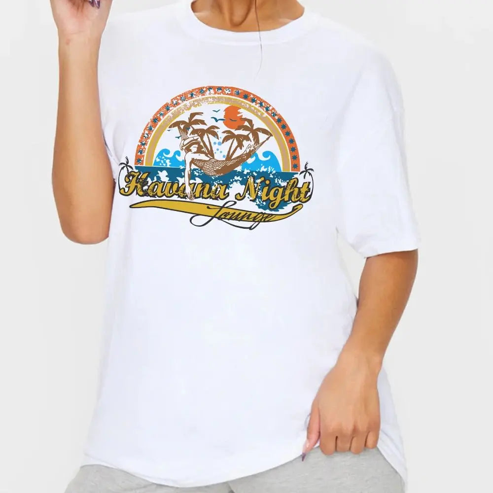 1pcs WHITE Tees Summer Casual Oversized Tee Best Surfing Santa Monica California Womens Retro Style - Blade & Thread
