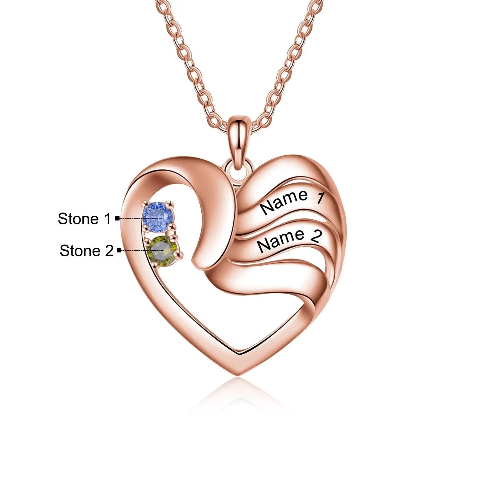 2-5 Names Customized Birthstone Fashion Memorial Heart Necklace nowadaysfashion
