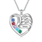 2-5 Names Customized Birthstone Fashion Memorial Heart Necklace nowadaysfashion