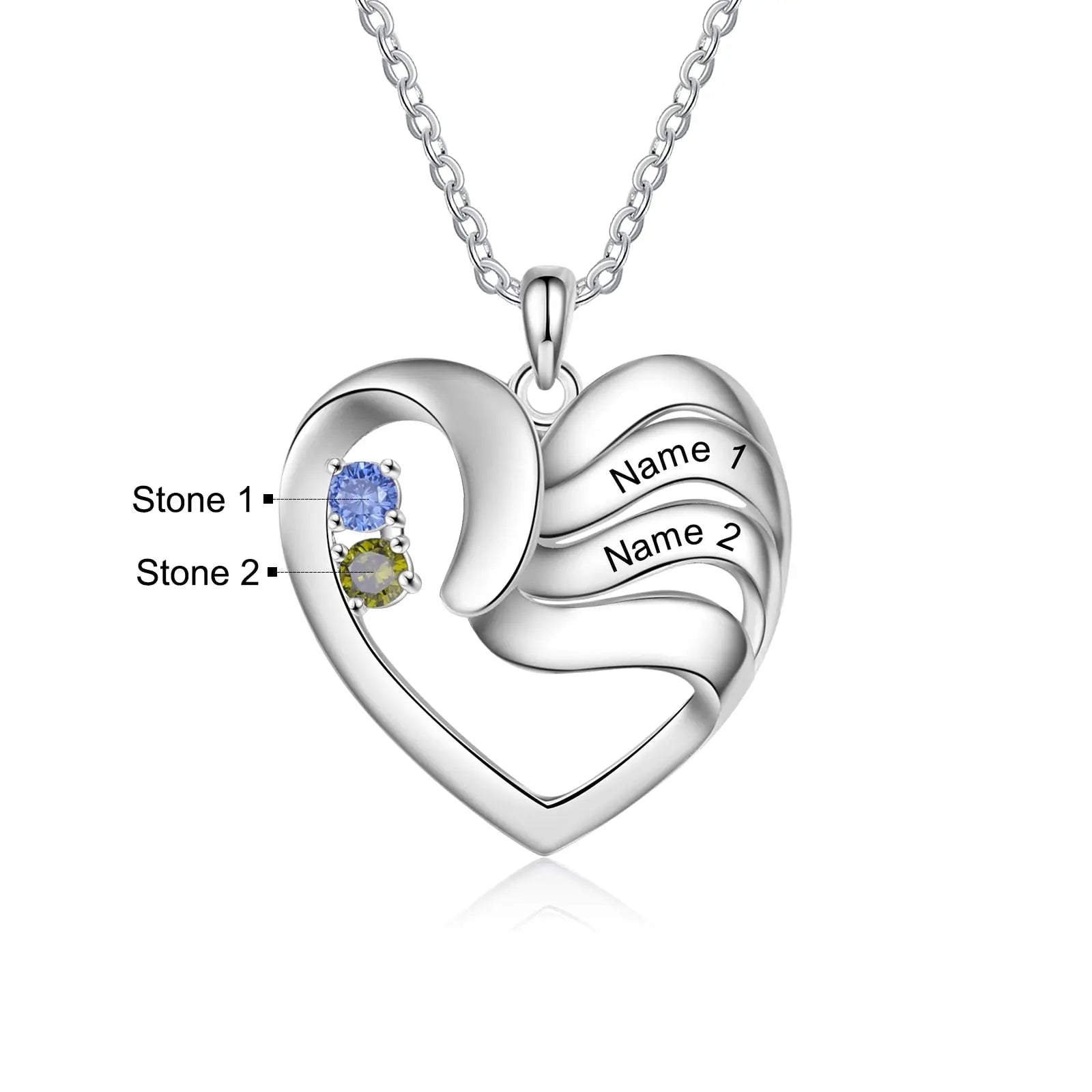 2-5 Names Customized Birthstone Fashion Memorial Heart Necklace - Blade & Thread