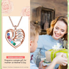 2-5 Names Customized Birthstone Fashion Memorial Heart Necklace nowadaysfashion