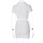 2 Piece Set Short Sleeve Crop Top Shirts Blouse Mini Skirt Suit nowadaysfashion