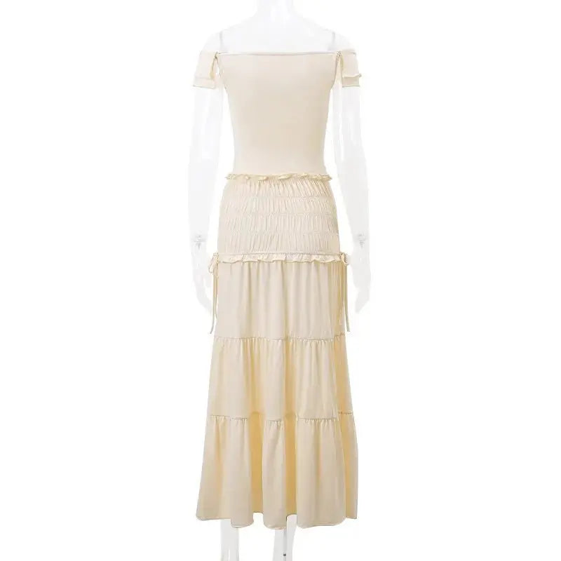 2 Piece Set Women Vacation Ruffle Beach Holiday Outfits - Blade & Thread