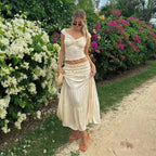 2 Piece Set Women Vacation Ruffle Beach Holiday Outfits nowadaysfashion