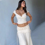 2 Piece Set Women Vacation Ruffle Beach Holiday Outfits nowadaysfashion