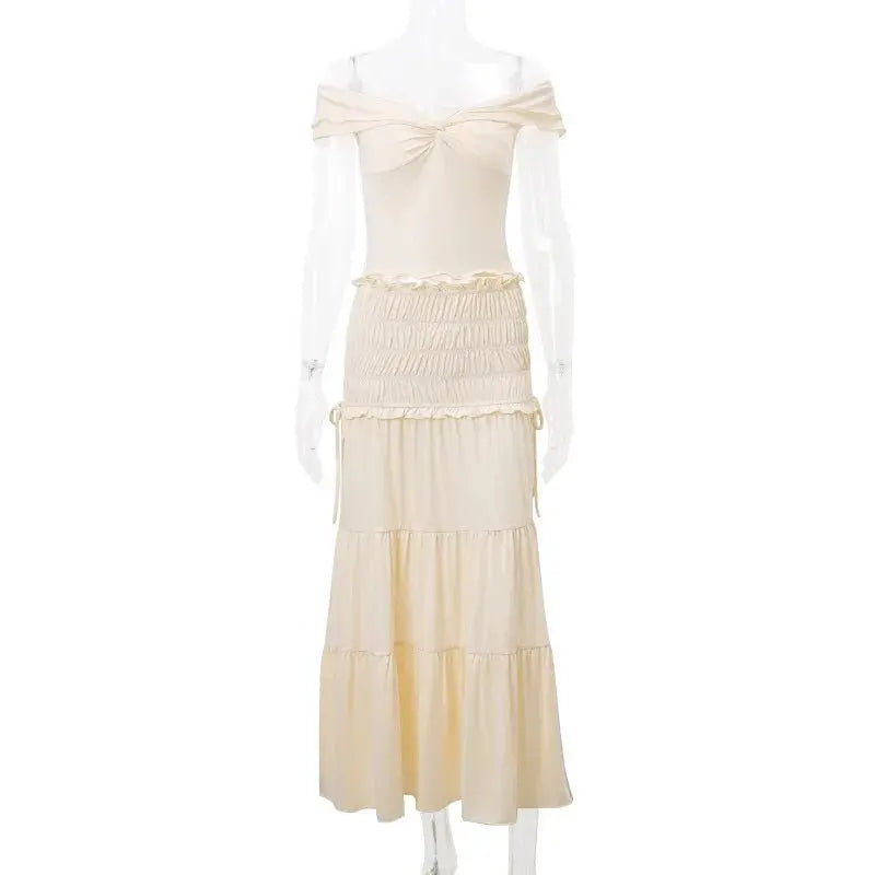 2 Piece Set Women Vacation Ruffle Beach Holiday Outfits nowadaysfashion