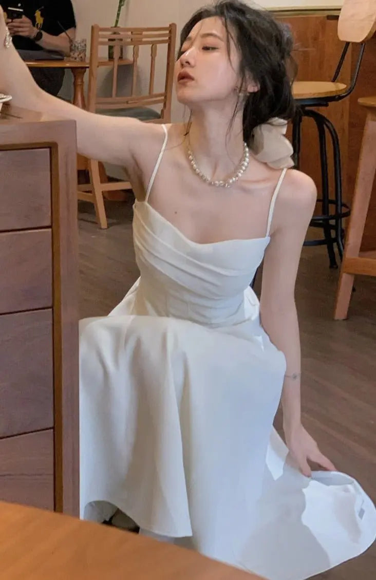 2 Pieces Dress Set O-neck Full Sleeve Short Jacket & Spaghetti Strap Dresses - Blade & Thread