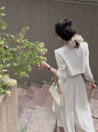 2 Pieces Dress Set O-neck Full Sleeve Short Jacket & Spaghetti Strap Dresses nowadaysfashion