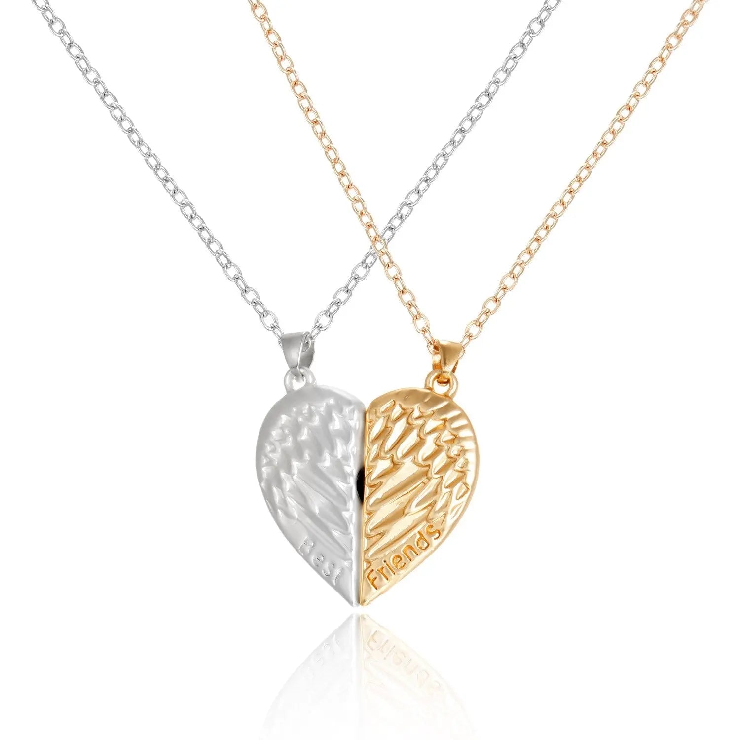 2 Pieces Magnetic Couple Necklaces Friendship Heart Pendant Distance Faceted Charm Necklace - Blade & Thread