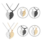 2 Pieces Magnetic Couple Necklaces Friendship Heart Pendant Distance Faceted Charm Necklace nowadaysfashion