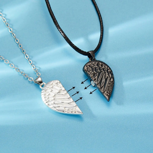 2 Pieces Magnetic Couple Necklaces Friendship Heart Pendant Distance Faceted Charm Necklace nowadaysfashion