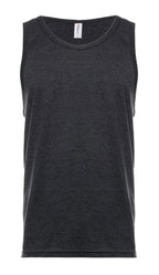 Men's charcoal heather tank top by SpectraUSA, front view showcasing casual sleeveless men's apparel.