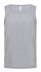 Men's Heather Grey Tank Top by SpectraUSA, front view showcasing sleeveless design and comfortable fit.