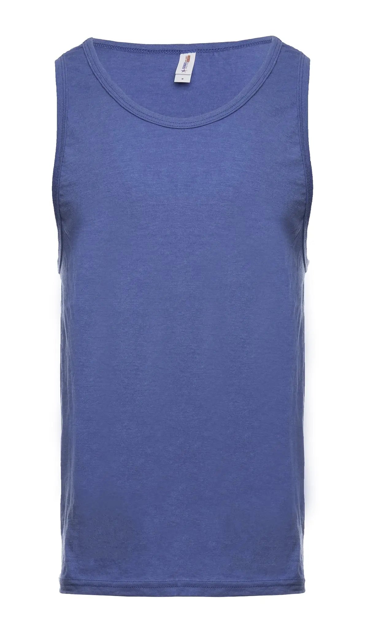 Men's royal heather tank top by SpectraUSA with a front view, casual sleeveless design for active and everyday wear.