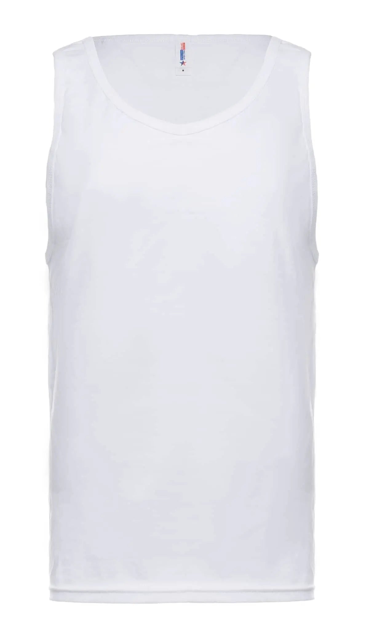 White men's Tank Top 2007 by SpectraUSA with a sleeveless fit and simple design, front view image.