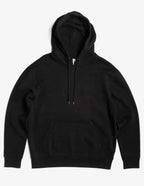 Black heavyweight fleece hoodie by SpectraUSA, model P2016, shown in a close-up image highlighting the fabric texture.