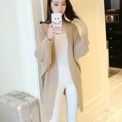 2021 Long Cardigan Women Sweater Autumn Winter Bat Sleeve Knitted Sweater nowadaysfashion