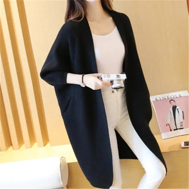 2021 Long Cardigan Women Sweater Autumn Winter Bat Sleeve Knitted Sweater nowadaysfashion