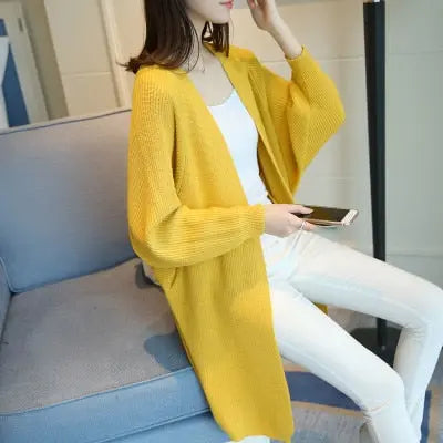 2021 Long Cardigan Women Sweater Autumn Winter Bat Sleeve Knitted Sweater nowadaysfashion