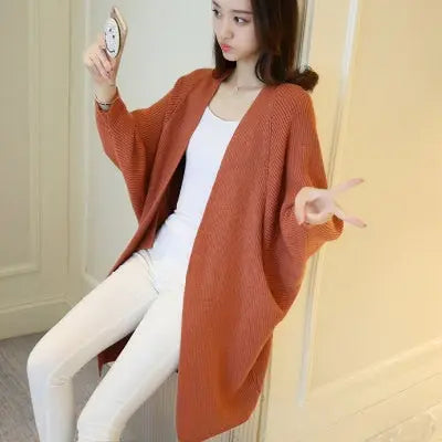 2021 Long Cardigan Women Sweater Autumn Winter Bat Sleeve Knitted Sweater nowadaysfashion
