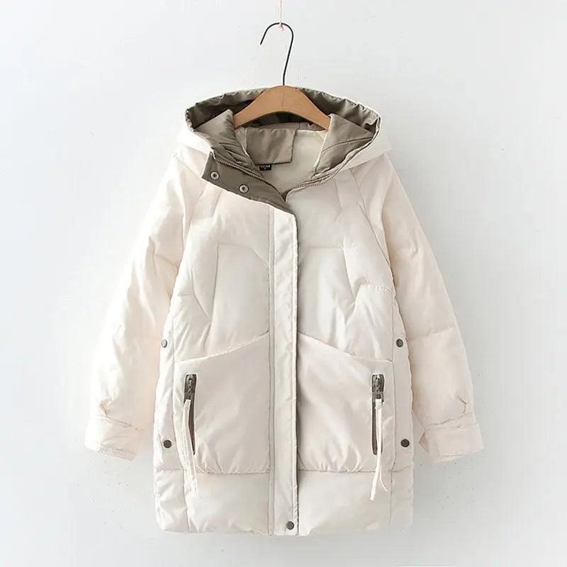 2021 Thick Hooded Down Coat Women Winter Jacket Cotton Long Warm Padded Parka nowadaysfashion